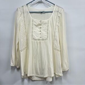 American Eagle outfitters boho crochet oversized eyelet blouse size large